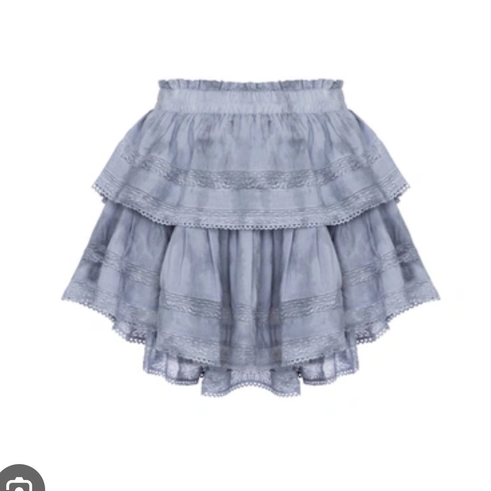 LoveShackFancy blue ruffle tiered mini skirt -NEW - XS